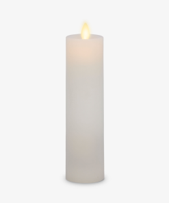 White Flameless Candle Slim Pillar - Recessed Top