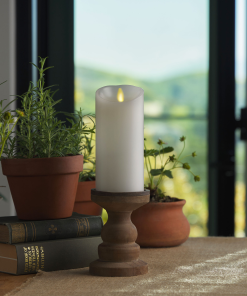 White Flameless Candle Pillar - Scallop Top - 3