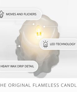 White Heavy Wax Drip Flameless Candle Slim Pillar