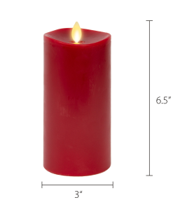 Burgundy Flameless Candle Pillar - Melted Top - 3