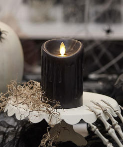 Black Wax Drip Flameless Candle Pillar
