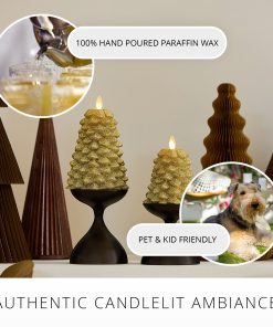 Rich Gold Glitter Flameless Candle North Tree