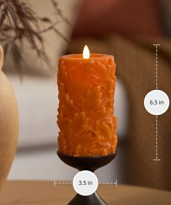 Marmalade Embossed Leaves Flameless Candle Pillars