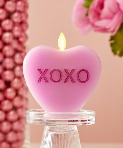 Pastel Orchid Flameless Candle Candy Heart 