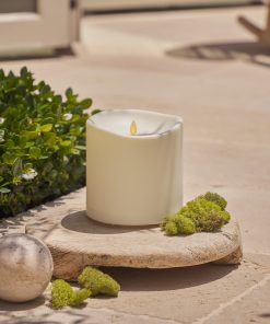 Pearl Ivory Outdoor Flameless Candle Grand Pillar with Remote - Melted Top