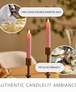 Saga Rose Flameless Candle Tapers - Flat Top - 6.75