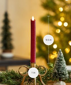 Holiday Red Glitter Flameless Candle Taper