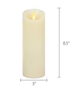 Ivory Flameless Candle Pillar - Scallop Top Vanilla Scented - 3” Width