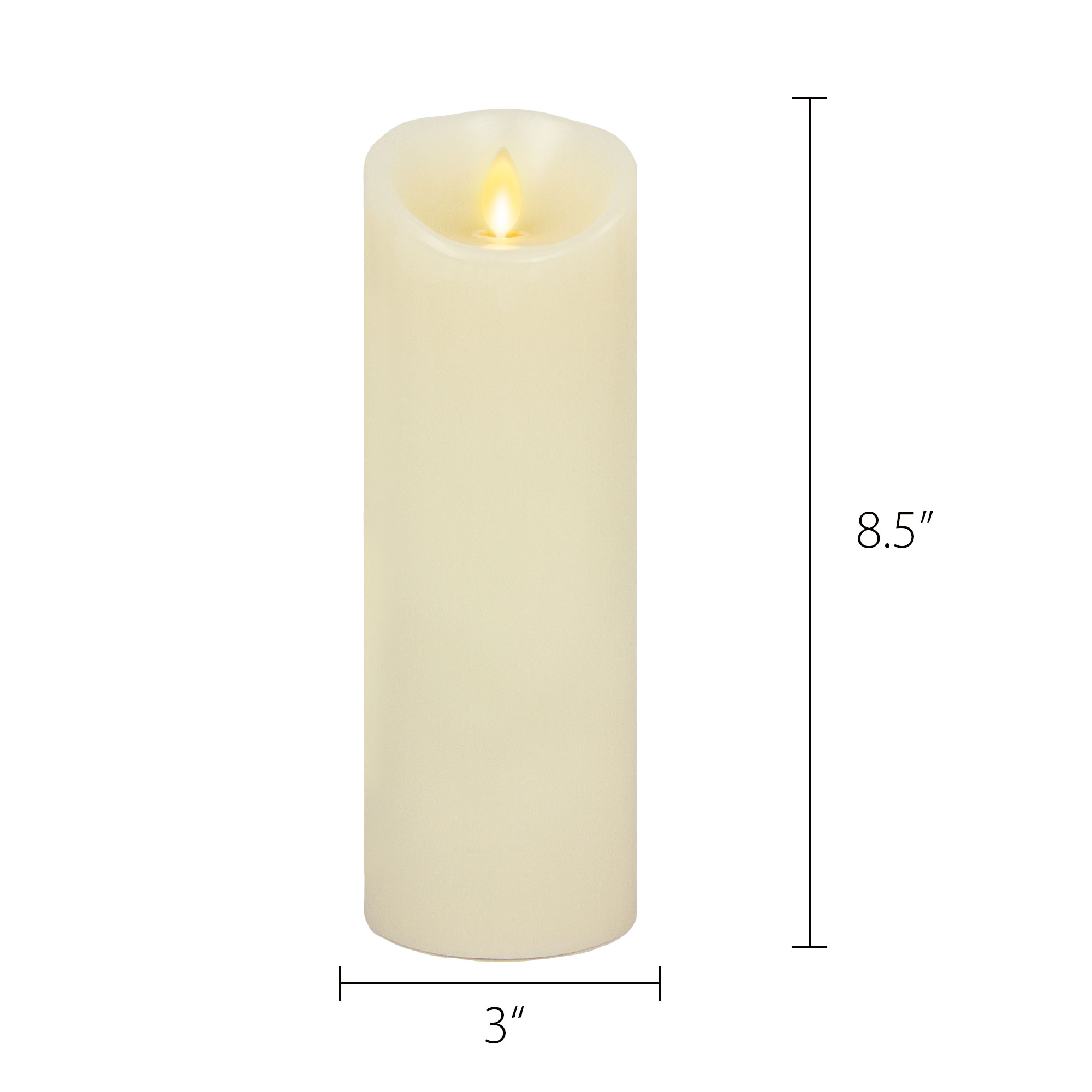 sm-image-17598a39c3db85dd93bcd7fc Ivory Flameless Candle Pillar - Scallop Top Vanilla Scented - 3” Width
