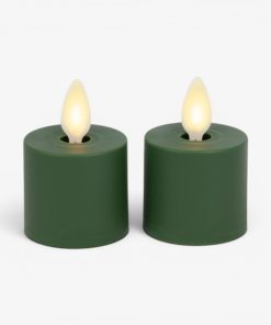 Set of 2 Holiday Green Flameless Candle Tealights