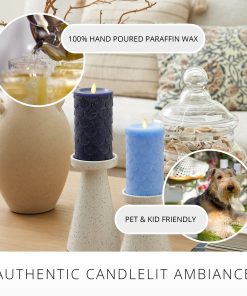 Cornflower Embossed Fish Scale Flameless Candle Pillar