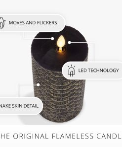 Black and Gold Snakeskin Flameless Candle Pillar