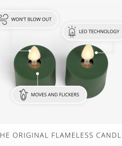 Set of 2 Holiday Green Flameless Candle Tealights