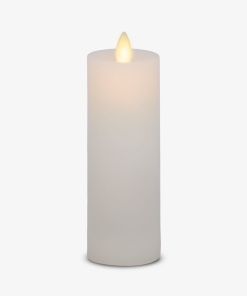 White Flameless Candle Slim Pillar - Recessed Top