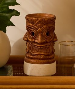 Golden Oak Wraparound Tiki Candle Holder