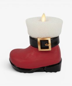 Holiday Red Santa Boot Flameless Candle