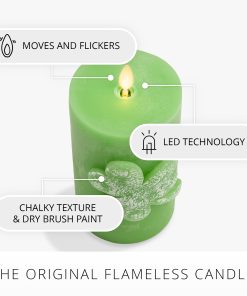 Lucky Green Flameless Candle Shamrock Pillar