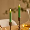 Vibrant Green Flameless Candle Tapers - Flat Top - 6.75" Height - Set of 2