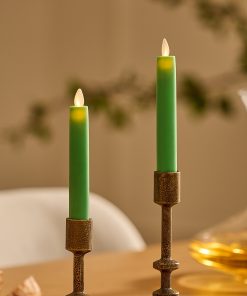 Vibrant Green Flameless Candle Tapers - Flat Top - 6.75" Height - Set of 2