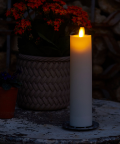 Pearl Ivory Outdoor Flameless Candle Slim Pillar - Melted Top - 2