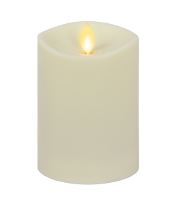 Pearl Ivory Outdoor Flameless Candle Pillar - Melted Top - 3.25