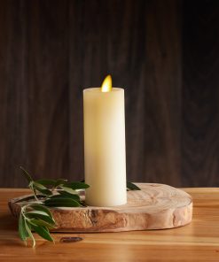 Ivory Flameless Candle Slim Pillar - Recessed Top - 2