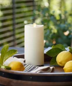 Pearl Ivory Outdoor Flameless Candle Pillar - Melted Top - 3.25