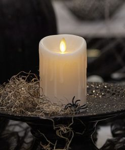 White Wax Drip Flameless Candle Pillar