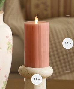 Soft Clay Flameless Candle Ribbed Pillar