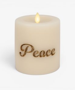 White Swan PEACE Flameless Candle Pillar