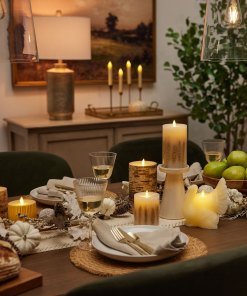 Real Birch Wood Flameless Candle Pillar - Recessed Top - 4