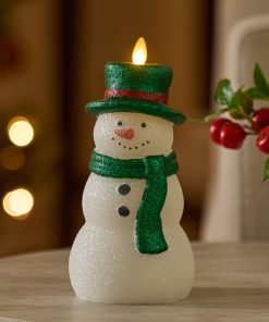 White Glitter Snowdad Flameless Candle