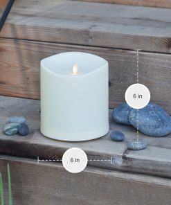 Pearl Ivory Outdoor Flameless Candle Grand Pillar with Remote - Melted Top