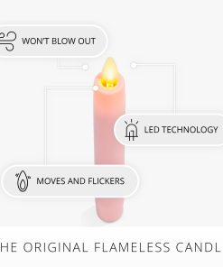 Saga Rose Flameless Candle Tapers - Flat Top - 6.75
