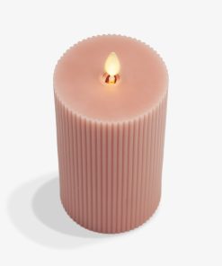 Soft Clay Flameless Candle Ribbed Pillar