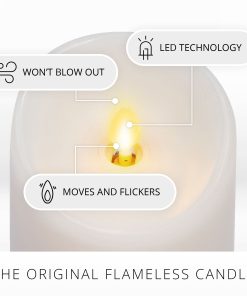 White Flameless Candle Pillar - Scallop Top - 3