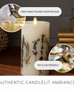 Flameless Embedded Lavender & Rosemary Candle Pillar - Recessed Top