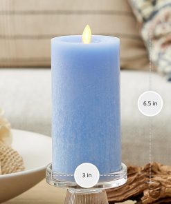 Cornflower Seaglass Flameless Candle Pillar
