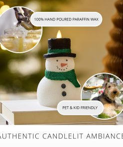 White Glitter Flameless Candle Snowman