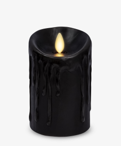 Black Wax Drip Flameless Candle Pillar
