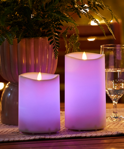 Outdoor Color Changing Flameless Candle Pillar with Remote - Melted Top - 3.75" Width