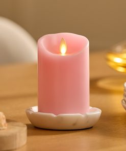 Saga Rose Flameless Candle Pillar - Scallop Top - 3