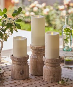Outdoor Flameless Ivory Pearl Candle Pillar - Melted Top - 3.75" Width