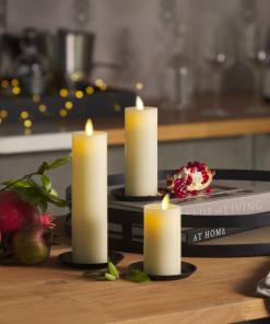 Ivory Flameless Candle Slim Pillar - Recessed Top - 2" Width