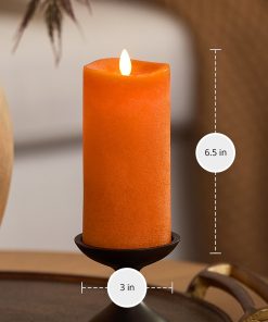 Chalky Burnt Orange Flameless Candle Pillar