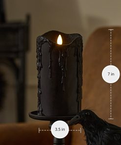 Glitter Black Heavy Wax Drip Flameless Candle Pillar