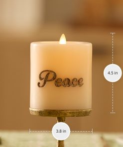 White Swan PEACE Flameless Candle Pillar