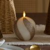 Champagne Glow Candy Cane Glitter Flameless Candle Sphere