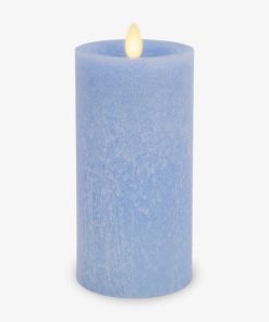 Cornflower Seaglass Flameless Candle Pillar