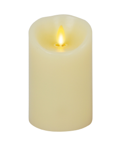 Ivory Flameless Candle Pillar - Scallop Top Vanilla Scented - 3” Width